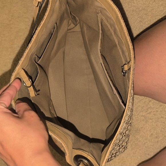 Coach Signature Logo Brown Satchel Handbag - Picture 7 of 11